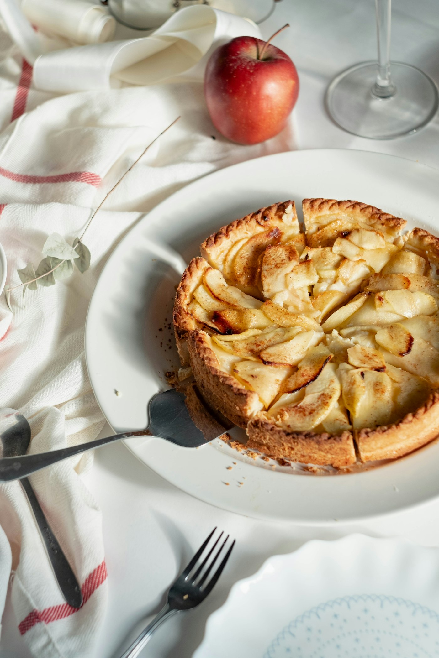 A pie with a golden crust, fresh from the oven.